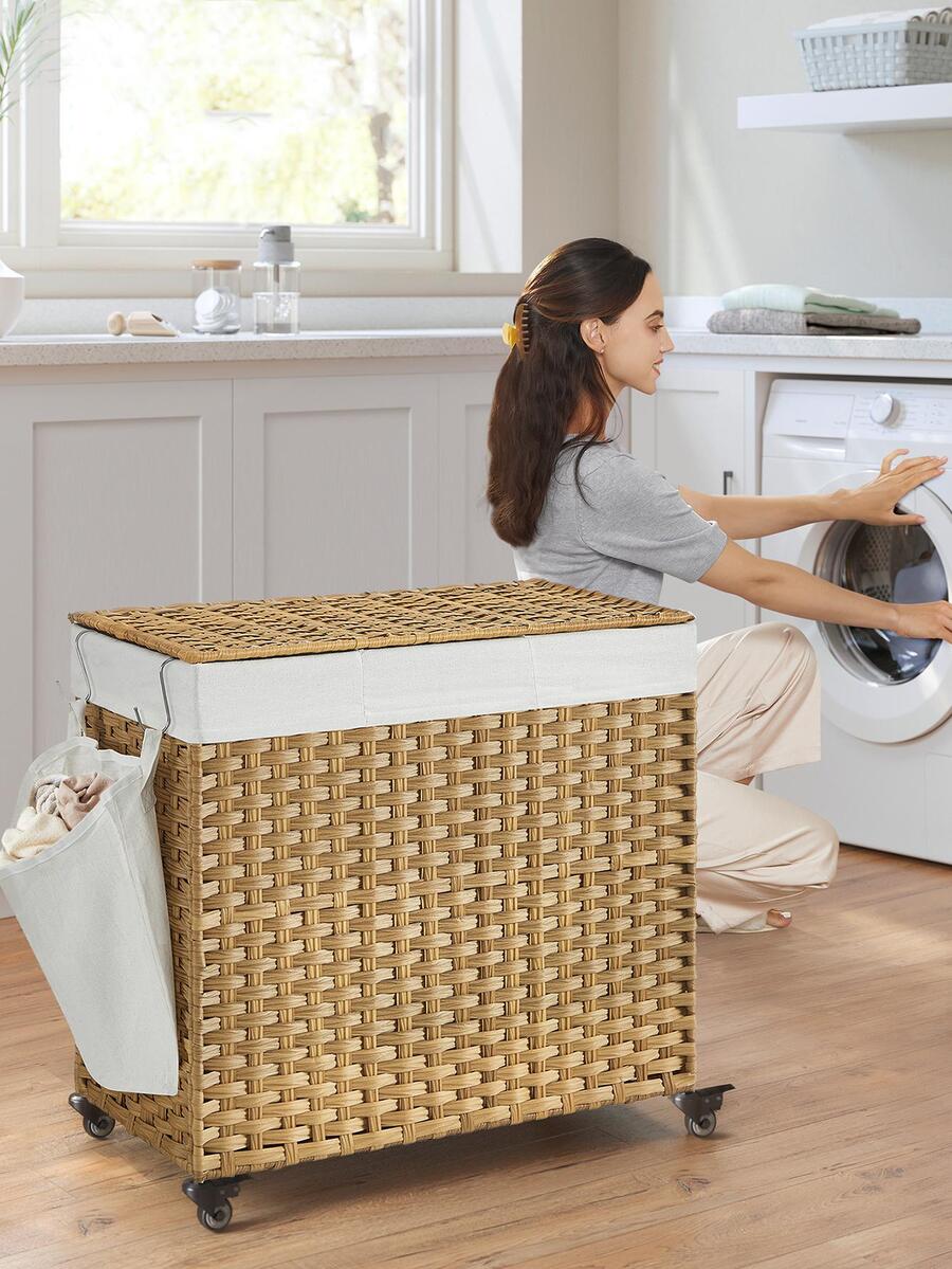 Rattan Plant Basket - سلة غسيل بغطاء، سعة 42.3 جالون
