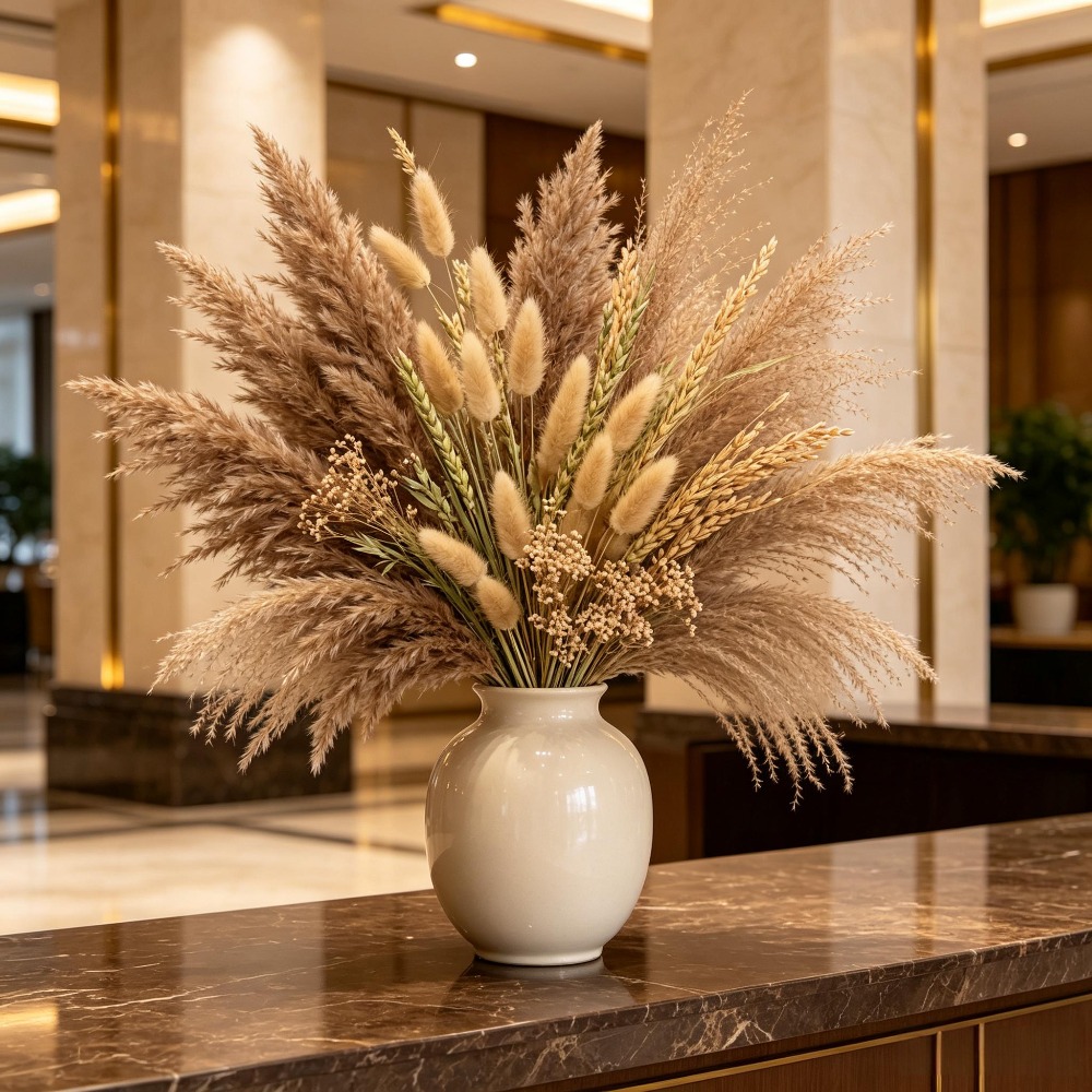 Pampas Grass Decor - باقة زهور مجففة متنوعة، عشب البامباس،