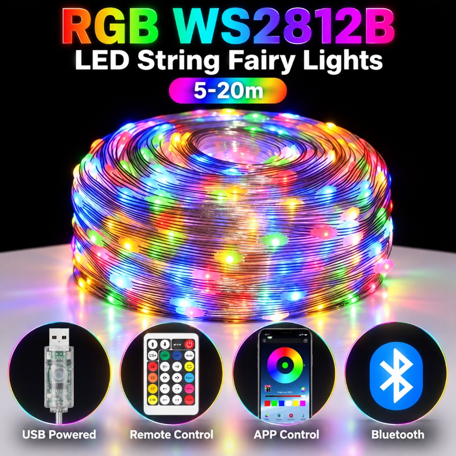 سلسلة أضواء LED RGB WS2812B بط - مراجعة Home Decor Free App وسعره
