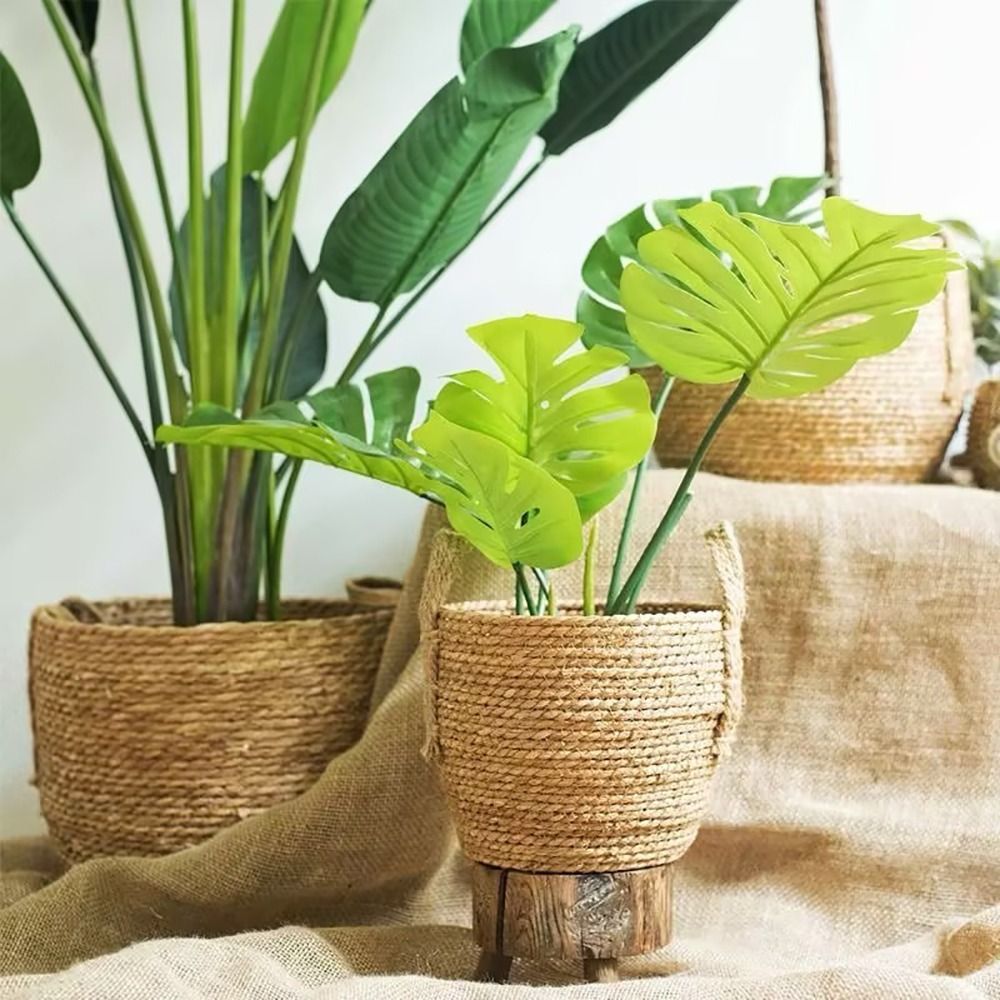 1 قطعة لحديقة الشرفات اناء للز - مراجعة Rattan Plant Basket وسعره